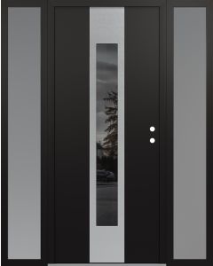 DIAMOND A1 60" X 80" BLACK/BLACK MIRRORED GLASS PANEL STAINLESS STEEL LHI WITH 2 SIDELITES FROSTED GLASS