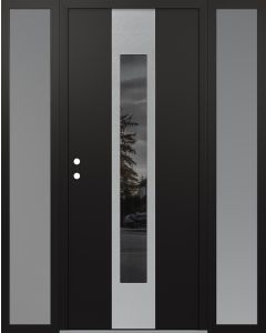DIAMOND A1 60" X 80" BLACK/BLACK MIRRORED GLASS PANEL STAINLESS STEEL RHI WITH 2 SIDELITES FROSTED GLASS