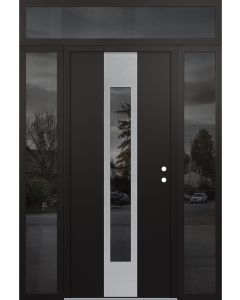 DIAMOND A1 60" X 96" BLACK/BLACK MIRRORED GLASS PANEL STAINLESS STEEL LHI WITH 2 SIDELITES AND TRANSOM MIRRORED GLASS