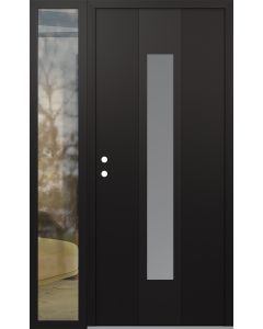 DIAMOND A1 48" X 80" BLACK/WHITE FROSTED GLASS PANEL BLACK RHI WITH SIDELITE CLEAR GLASS