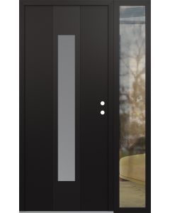 DIAMOND A1 48" X 80" BLACK/WHITE FROSTED GLASS PANEL BLACK LHI WITH SIDELITE CLEAR GLASS
