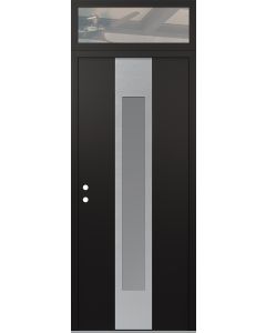 DIAMOND A1 36" X 96" BLACK/WHITE FROSTED GLASS PANEL STAINLESS STEEL RHI WITH TRANSOM CLEAR GLASS