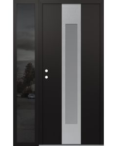 DIAMOND A1 48" X 80" BLACK/WHITE FROSTED GLASS PANEL STAINLESS STEEL RHI WITH SIDELITE MIRRORED GLASS