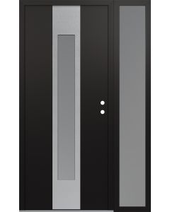 DIAMOND A1 52" X 80" BLACK/WHITE FROSTED GLASS PANEL STAINLESS STEEL LHI WITH SIDELITE FROSTED GLASS