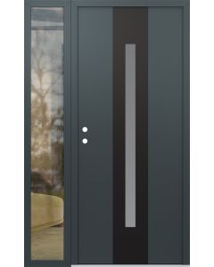 DIAMOND A2 52" X 80" ANTHRACITE/ANTHRACITE FROSTED GLASS PANEL BLACK RHI WITH SIDELITE CLEAR GLASS