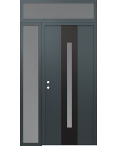 DIAMOND A2 52" X 96" ANTHRACITE/ANTHRACITE FROSTED GLASS PANEL BLACK RHI WITH SIDELITE AND TRANSOM FROSTED GLASS