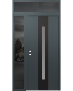 DIAMOND A2 48" X 96" ANTHRACITE/ANTHRACITE FROSTED GLASS PANEL BLACK RHI WITH SIDELITE AND TRANSOM MIRRORED GLASS