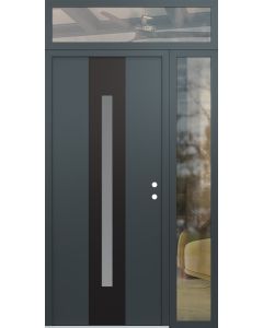 DIAMOND A2 52" X 96" ANTHRACITE/ANTHRACITE FROSTED GLASS PANEL BLACK LHI WITH SIDELITE AND TRANSOM CLEAR GLASS