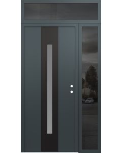 DIAMOND A2 48" X 96" ANTHRACITE/ANTHRACITE FROSTED GLASS PANEL BLACK LHI WITH SIDELITE AND TRANSOM MIRRORED GLASS