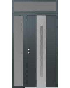 DIAMOND A2 50" X 96" ANTHRACITE/ANTHRACITE FROSTED GLASS PANEL STAINLESS STEEL RHI WITH SIDELITE AND TRANSOM FROSTED GLASS