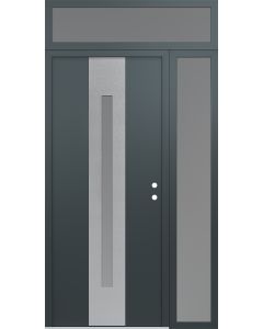 DIAMOND A2 48" X 96" ANTHRACITE/ANTHRACITE FROSTED GLASS PANEL STAINLESS STEEL LHI WITH SIDELITE AND TRANSOM FROSTED GLASS