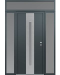 DIAMOND A2 68" X 96" ANTHRACITE/ANTHRACITE FROSTED GLASS PANEL STAINLESS STEEL LHI WITH 2 SIDELITES AND TRANSOM FROSTED GLASS
