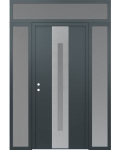 DIAMOND A2 68" X 96" ANTHRACITE/ANTHRACITE FROSTED GLASS PANEL STAINLESS STEEL RHI WITH 2 SIDELITES AND TRANSOM FROSTED GLASS