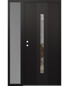 DIAMOND A2 48" X 80" BLACK/BLACK CLEAR GLASS PANEL BLACK RHI WITH SIDELITE FROSTED GLASS