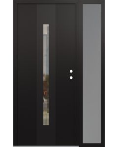 DIAMOND A2 48" X 80" BLACK/BLACK CLEAR GLASS PANEL BLACK LHI WITH SIDELITE FROSTED GLASS