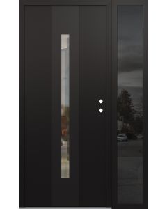 DIAMOND A2 48" X 80" BLACK/BLACK CLEAR GLASS PANEL BLACK LHI WITH SIDELITE MIRRORED GLASS