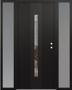 DIAMOND A2 60" X 80" BLACK/BLACK CLEAR GLASS PANEL BLACK LHI WITH 2 SIDELITES FROSTED GLASS