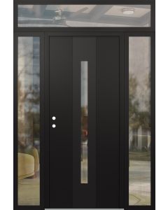 DIAMOND A2 60" X 96" BLACK/BLACK CLEAR GLASS PANEL BLACK RHI WITH 2 SIDELITES AND TRANSOM CLEAR GLASS