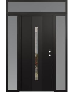 DIAMOND A2 68" X 96" BLACK/BLACK CLEAR GLASS PANEL BLACK LHI WITH 2 SIDELITES AND TRANSOM FROSTED GLASS