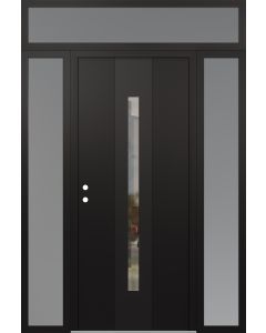 DIAMOND A2 60" X 96" BLACK/BLACK CLEAR GLASS PANEL BLACK RHI WITH 2 SIDELITES AND TRANSOM FROSTED GLASS