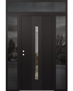 DIAMOND A2 60" X 96" BLACK/BLACK CLEAR GLASS PANEL BLACK RHI WITH 2 SIDELITES AND TRANSOM MIRRORED GLASS