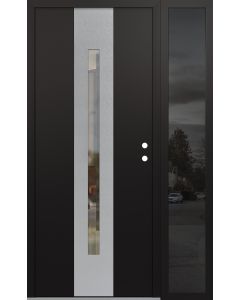 DIAMOND A2 52" X 80" BLACK/BLACK CLEAR GLASS PANEL STAINLESS STEEL LHI WITH SIDELITE MIRRORED GLASS