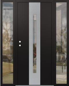 DIAMOND A2 60" X 80" BLACK/BLACK CLEAR GLASS PANEL STAINLESS STEEL RHI WITH 2 SIDELITES CLEAR GLASS
