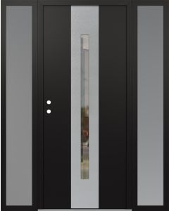 DIAMOND A2 68" X 80" BLACK/BLACK CLEAR GLASS PANEL STAINLESS STEEL RHI WITH 2 SIDELITES FROSTED GLASS