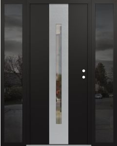DIAMOND A2 60" X 80" BLACK/BLACK CLEAR GLASS PANEL STAINLESS STEEL LHI WITH 2 SIDELITES MIRRORED GLASS
