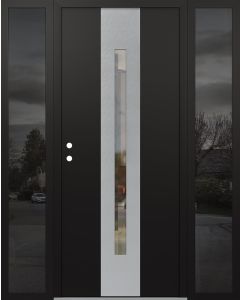 DIAMOND A2 60" X 80" BLACK/BLACK CLEAR GLASS PANEL STAINLESS STEEL RHI WITH 2 SIDELITES MIRRORED GLASS