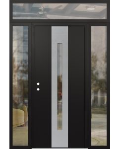 DIAMOND A2 60" X 96" BLACK/BLACK CLEAR GLASS PANEL STAINLESS STEEL RHI WITH 2 SIDELITES AND TRANSOM CLEAR GLASS