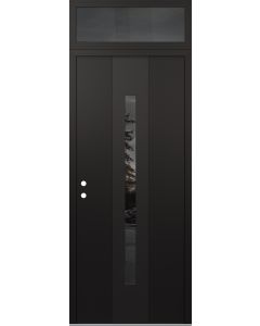 DIAMOND A2 36" X 96" BLACK/BLACK MIRRORED GLASS PANEL BLACK RHI WITH TRANSOM MIRRORED GLASS