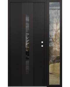 DIAMOND A2 50" X 80" BLACK/BLACK MIRRORED GLASS PANEL BLACK LHI WITH SIDELITE CLEAR GLASS