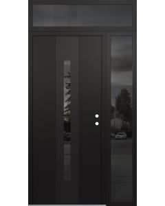DIAMOND A2 52" X 96" BLACK/BLACK MIRRORED GLASS PANEL BLACK LHI WITH SIDELITE AND TRANSOM MIRRORED GLASS