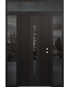 DIAMOND A2 60" X 96" BLACK/BLACK MIRRORED GLASS PANEL BLACK LHI WITH 2 SIDELITES AND TRANSOM MIRRORED GLASS