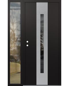 DIAMOND A2 48" X 80" BLACK/BLACK MIRRORED GLASS PANEL STAINLESS STEEL RHI WITH SIDELITE CLEAR GLASS