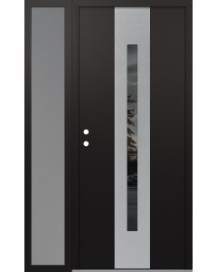 DIAMOND A2 52" X 80" BLACK/BLACK MIRRORED GLASS PANEL STAINLESS STEEL RHI WITH SIDELITE FROSTED GLASS