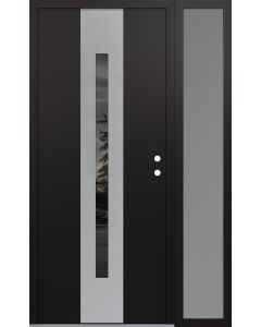 DIAMOND A2 52" X 80" BLACK/BLACK MIRRORED GLASS PANEL STAINLESS STEEL LHI WITH SIDELITE FROSTED GLASS