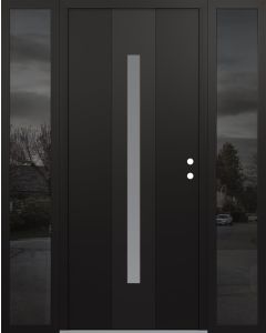 DIAMOND A2 68" X 80" BLACK/WHITE FROSTED GLASS PANEL BLACK LHI WITH 2 SIDELITES MIRRORED GLASS