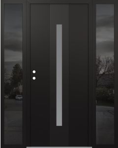 DIAMOND A2 68" X 80" BLACK/WHITE FROSTED GLASS PANEL BLACK RHI WITH 2 SIDELITES MIRRORED GLASS