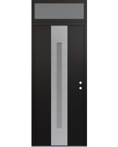 DIAMOND A2 36" X 96" BLACK/WHITE FROSTED GLASS PANEL STAINLESS STEEL LHI WITH TRANSOM FROSTED GLASS
