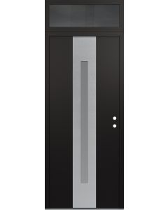 DIAMOND A2 36" X 96" BLACK/WHITE FROSTED GLASS PANEL STAINLESS STEEL LHI WITH TRANSOM MIRRORED GLASS