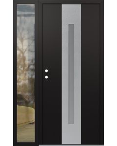 DIAMOND A2 52" X 80" BLACK/WHITE FROSTED GLASS PANEL STAINLESS STEEL RHI WITH SIDELITE CLEAR GLASS