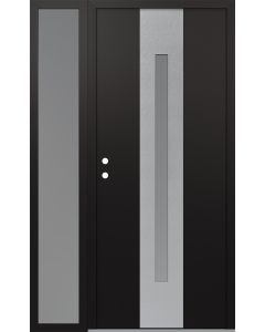 DIAMOND A2 50" X 80" BLACK/WHITE FROSTED GLASS PANEL STAINLESS STEEL RHI WITH SIDELITE FROSTED GLASS