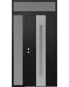 DIAMOND A2 48" X 96" BLACK/WHITE FROSTED GLASS PANEL STAINLESS STEEL RHI WITH SIDELITE AND TRANSOM FROSTED GLASS