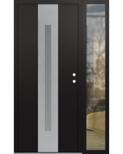 DIAMOND A2 52" X 80" BLACK/WHITE FROSTED GLASS PANEL STAINLESS STEEL LHI WITH SIDELITE CLEAR GLASS