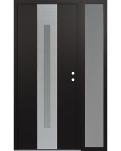 DIAMOND A2 48" X 80" BLACK/WHITE FROSTED GLASS PANEL STAINLESS STEEL LHI WITH SIDELITE FROSTED GLASS