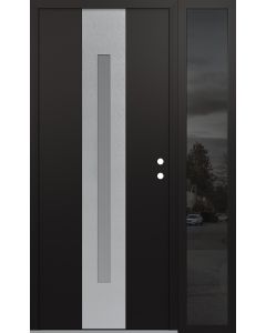 DIAMOND A2 52" X 80" BLACK/WHITE FROSTED GLASS PANEL STAINLESS STEEL LHI WITH SIDELITE MIRRORED GLASS
