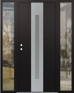 DIAMOND A2 64" X 80" BLACK/WHITE FROSTED GLASS PANEL STAINLESS STEEL RHI WITH 2 SIDELITES CLEAR GLASS