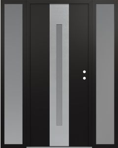 DIAMOND A2 60" X 80" BLACK/WHITE FROSTED GLASS PANEL STAINLESS STEEL LHI WITH 2 SIDELITES FROSTED GLASS